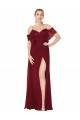 Cold Shoulder High Neck Soft Chiffon Burgundy Long Formal Evening Dress Canada for Sale