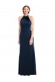 Sleeveless High Neck Stretch Crepe Dark Navy Long Semi Formal Evening Dress Canada for Sale