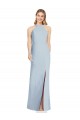 Sleeveless High Neck Stretch Crepe Light Sky Blue Long Formal Evening Gown Canada for Sale