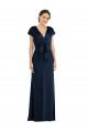 Cap Sleeves Off the Shoulder Stretch Crepe Dark Navy Long Formal Evening Dress Canada for Sale