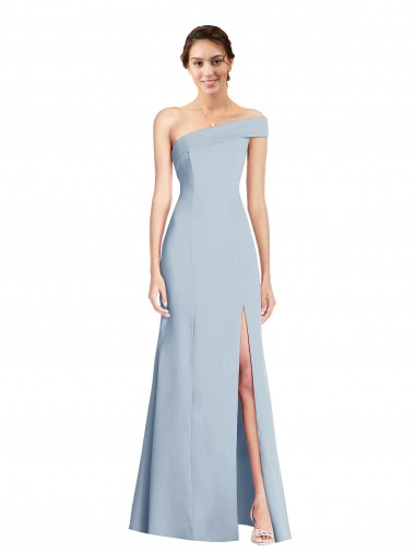 Sleeveless Off the Shoulder Stretch Crepe Light Sky Blue Long Formal Evening Dress Canada for Sale