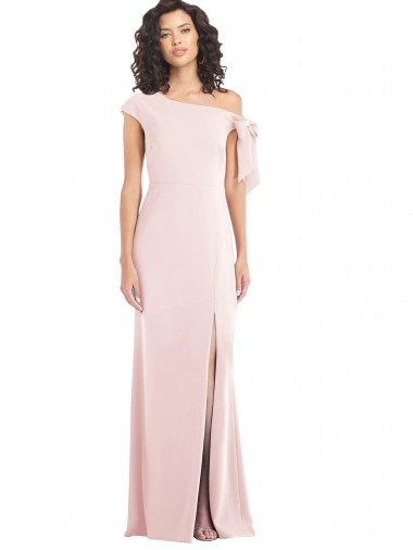 Cap Sleeves Off the Shoulder Stretch Crepe Pink Long Formal Evening Dress Canada for Sale