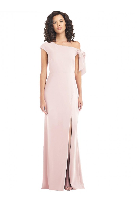 Cap Sleeves Off the Shoulder Stretch Crepe Pink Long Formal Evening Dress Canada for Sale