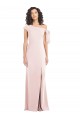 Cap Sleeves Off the Shoulder Stretch Crepe Pink Long Formal Evening Dress Canada for Sale