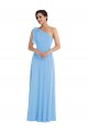 Sleeveless One Shoulder Soft Chiffon Periwinkle Long Semi Formal Evening Dress Canada for Sale