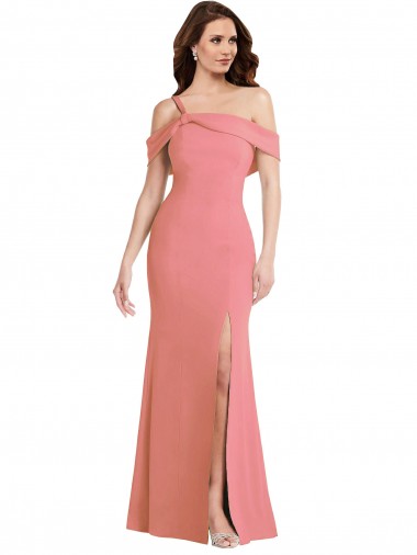 Sleeveless One Shoulder Stretch Crepe Hot Pink Long Semi Formal Evening Dress Canada for Sale