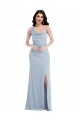 Sleeveless One Shoulder Stretch Crepe Light Sky Blue Long Formal Dress Canada for Sale