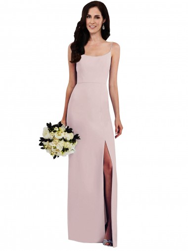 Sleeveless Spaghetti Straps Stretch Crepe Long Formal Evening Dress Canada for Sale