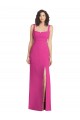 Sleeveless Square Neck Stretch Crepe Fuchsia Long Semi Formal Evening Dress Canada for Sale