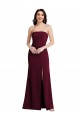 Sleeveless Strapless Stretch Crepe Burgundy Gold Long Semi Formal Evening Dress Canada for Sale