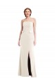Sleeveless Strapless Stretch Crepe Ivory Long Semi Formal Evening Dress Canada for Sale