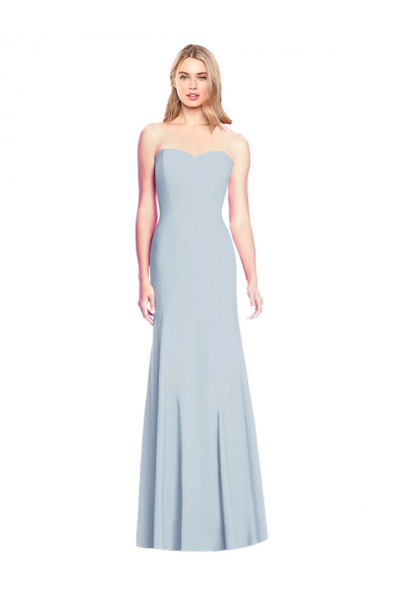 Sleeveless Strapless Stretch Crepe Light Sky Blue Trumpet Long Formal Dress Canada for Sale