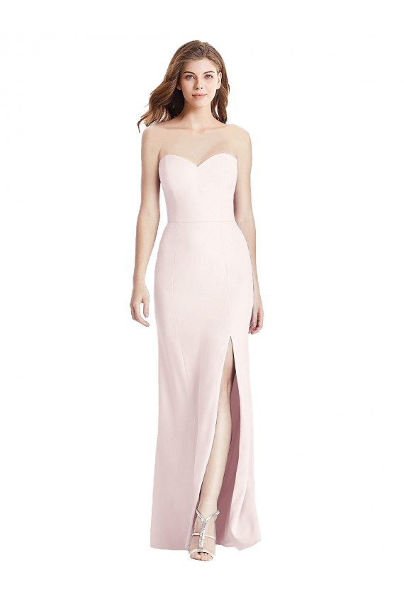 Sleeveless Strapless Stretch Crepe Pink Long Semi Formal Evening Dress Canada for Sale