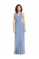 Sleeveless V-Neck Soft Chiffon Dusty Blue Long Formal Evening Dress Canada for Sale