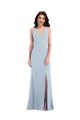 Sleeveless V-Neck Stretch Crepe Light Sky Blue Long Evening Gown Canada for Sale