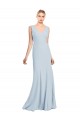 Sleeveless V-Neck Stretch Crepe Light Sky Blue Long Evening Dress Canada for Sale