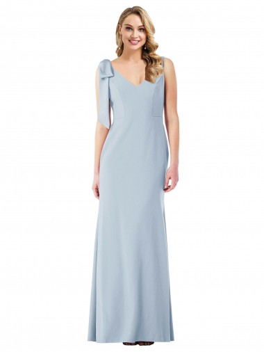 Sleeveless V-Neck Stretch Crepe Light Sky Blue Long Semi Formal Evening Dress Canada for Sale