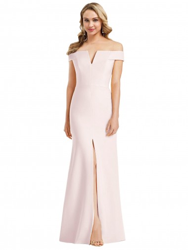 Sleeveless V-Neck Stretch Crepe Pink Long Evening Dress Canada for Sale
