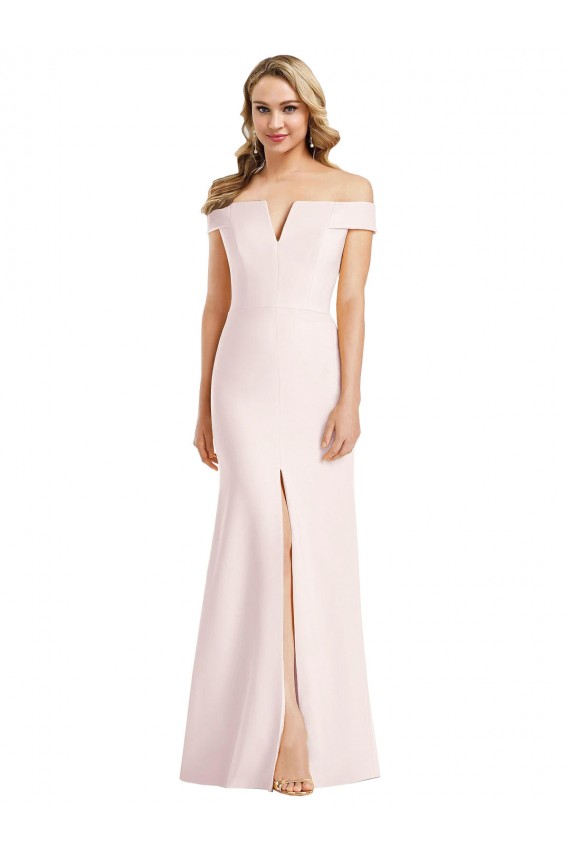 Sleeveless V-Neck Stretch Crepe Pink Long Evening Dress Canada for Sale