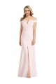 Sleeveless V-Neck Stretch Crepe Pink Long Evening Dress Canada for Sale