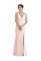 Sleeveless V-Neck Stretch Crepe Pink Long Formal Evening Dress Canada for Sale
