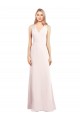 Sleeveless V-Neck Stretch Crepe Pink Long Semi Formal Evening Dress Canada for Sale