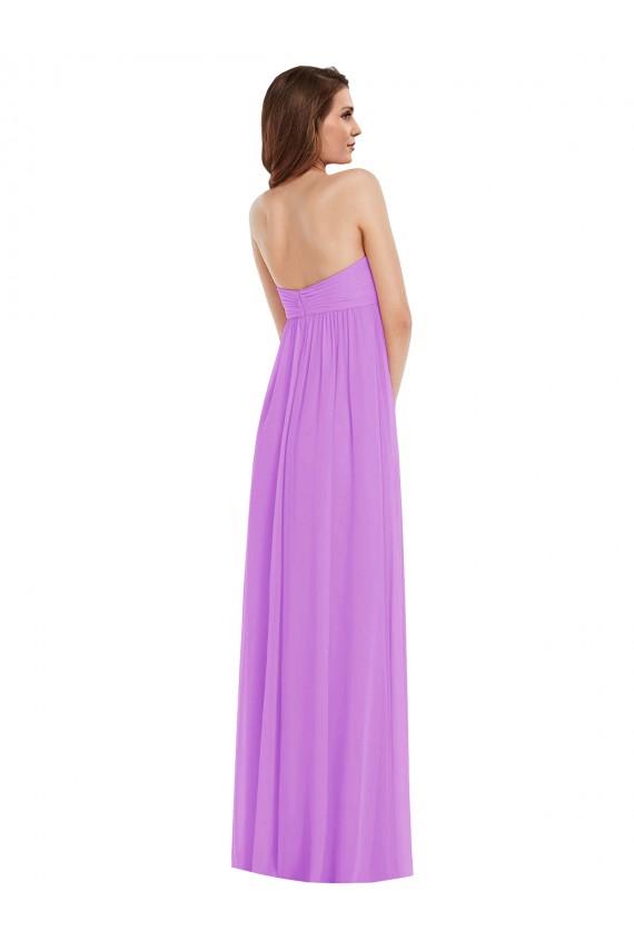 Sleeveless Sweetheart Soft Chiffon Violet Long Semi Formal Evening Dress Canada for Sale