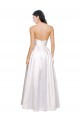 Sleeveless Strapless Stretch Satin White Long Formal Evening Dress Canada for Sale