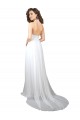 Sleeveless V-Neck Soft Chiffon White Sweep Train Semi Formal Evening Dress Canada for Sale