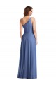 Sleeveless One Shoulder Soft Chiffon Windsor Blue Long Formal Evening Dress Canada for Sale